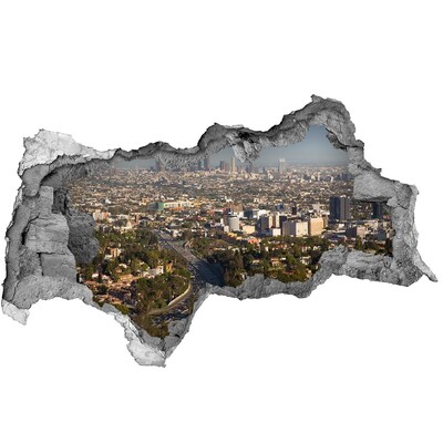 3D sticker gat in stenen muur Uitzicht op Los Angeles