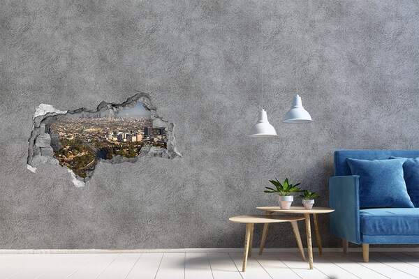 3D sticker gat in stenen muur Uitzicht op Los Angeles