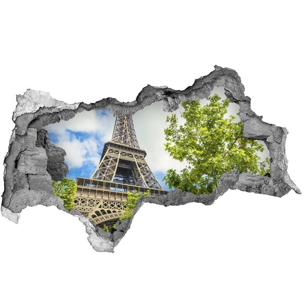 Zelfklevende 3D wandsticker illusie De Eiffeltoren in Parijs