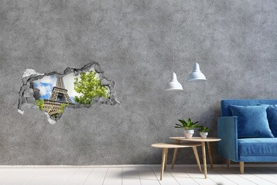 Zelfklevende 3D wandsticker illusie De Eiffeltoren in Parijs