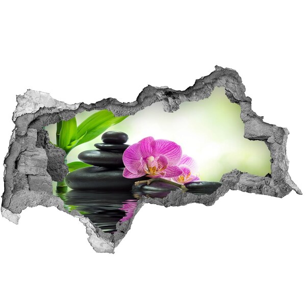Wandsticker 3D doorkijk Rustgevende orchideeëntuin
