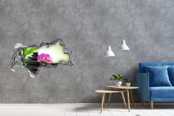 Wandsticker 3D doorkijk Rustgevende orchideeëntuin