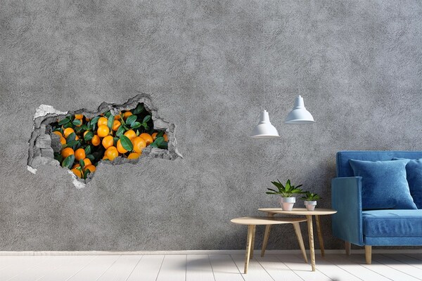 3D sticker gat in stenen muur Fruit in de sinaasappeltuin