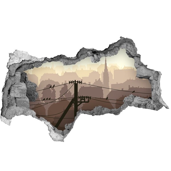 Fototapeta dziura na ścianę 3d Widok na miasto przez dziurę w ścianie