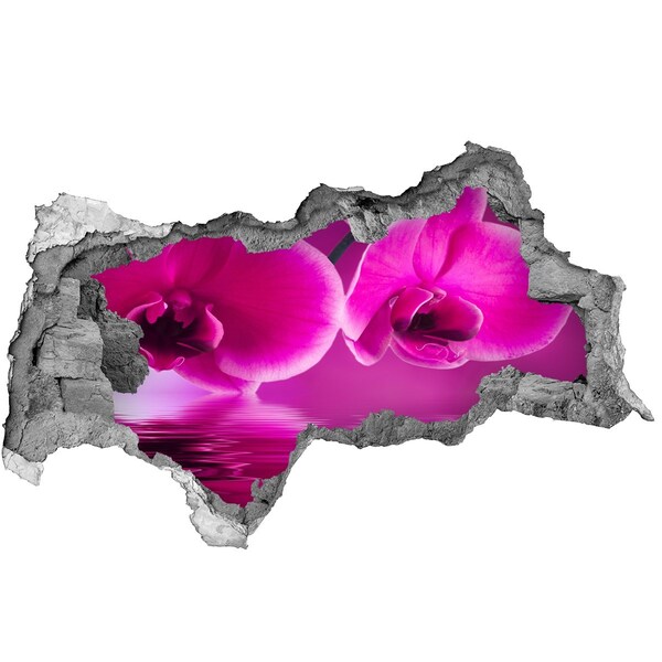Wandsticker 3D doorkijk Een bloemenparadijs in roze tinten.