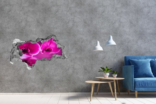 Wandsticker 3D doorkijk Een bloemenparadijs in roze tinten.