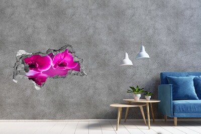 Wandsticker 3D doorkijk Een bloemenparadijs in roze tinten.