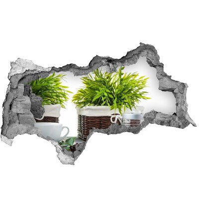 Zelfklevende 3D wandsticker illusie Een groene oase in het comfort van uw eigen huis.