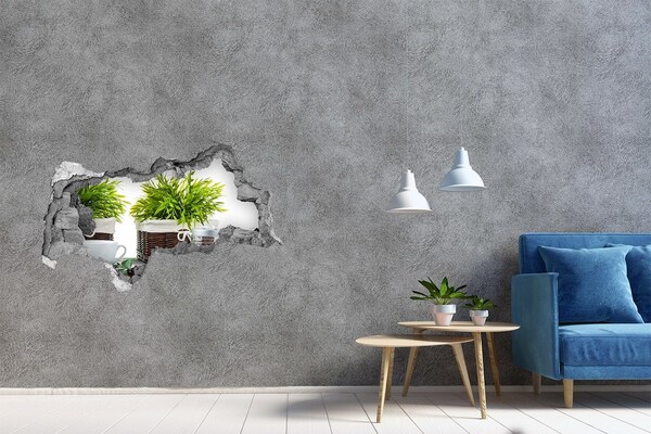 Zelfklevende 3D wandsticker illusie Een groene oase in het comfort van uw eigen huis.
