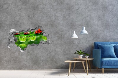 3D sticker gat in stenen muur Een vleugje natuur met een lieveheersbeestje