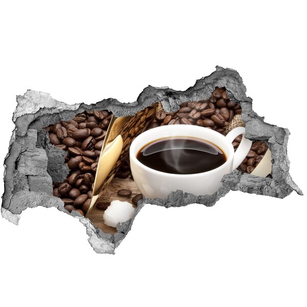 Zelfklevende 3D wandsticker illusie Koffie midden in de natuur