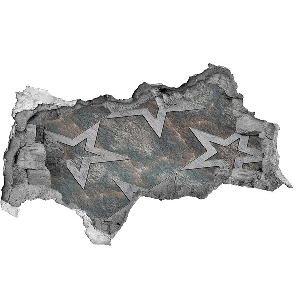 3D sticker gat in stenen muur Gebroken muur met sterren