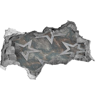 3D sticker gat in stenen muur Gebroken muur met sterren