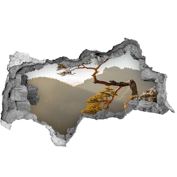 naklejka fototapeta 3D widok Górski krajobraz z drzewem