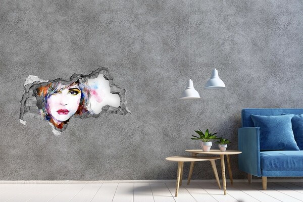 Dziura 3d fototapeta na ścianę Portret w rozbitym murze