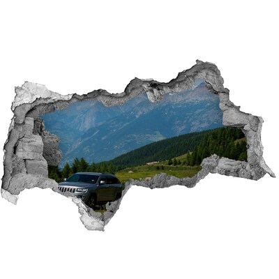 Wandsticker 3D doorkijk Berglandschap met een meer