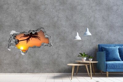 3D muursticker gescheurde muur Zonsondergang op een tropisch strand