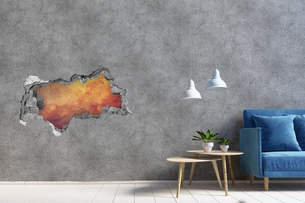 Zelfklevende 3D wandsticker illusie De brandende hemel buiten de muren