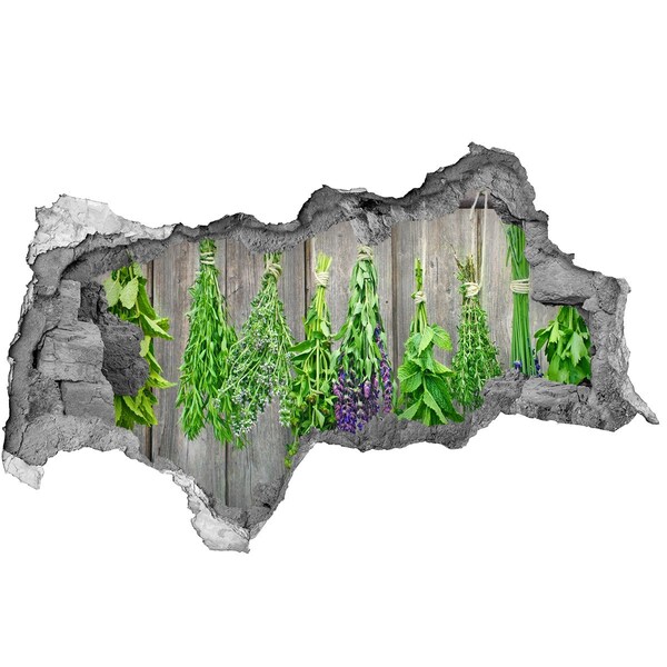 Zelfklevende 3D wandsticker illusie Kruidentuin achter de muur
