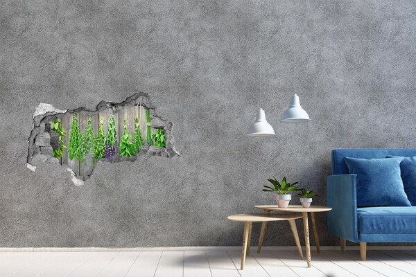 Zelfklevende 3D wandsticker illusie Kruidentuin achter de muur