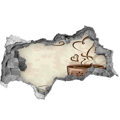Zelfklevende 3D wandsticker illusie Een heerlijk kopje dampende koffie