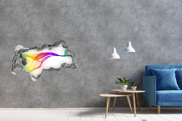 3D muursticker gescheurde muur Een kleurrijke uitbarsting van energie