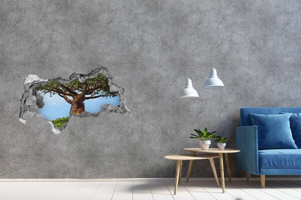 3D sticker gat in stenen muur Baobab in een gat in de muur