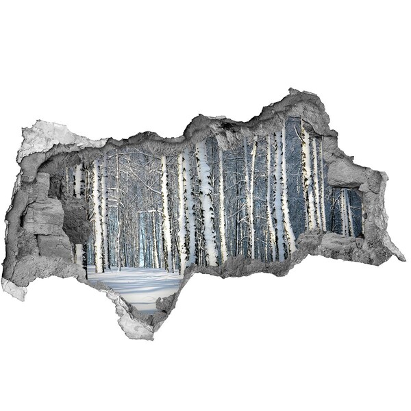 Samoprzylepna dziura na ścianę naklejka Zimowy las w białej szacie