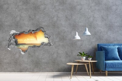 Samoprzylepna dziura na ścianę Tropikalna plaża o zachodzie słońca