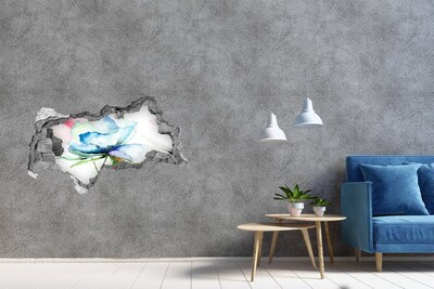 Zelfklevende 3D wandsticker illusie Een bloemendroom in beton.