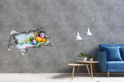 Zelfklevende 3D wandsticker illusie Paaseieren in het gat