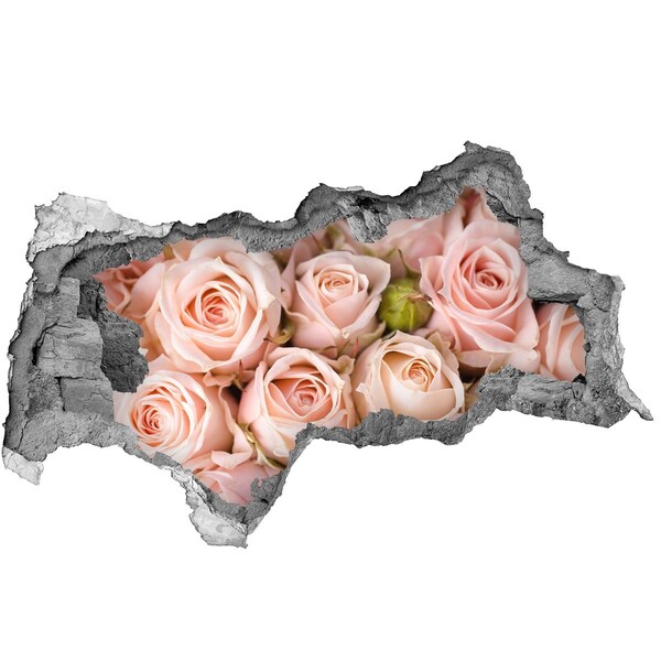 Zelfklevende 3D wandsticker illusie Rozen in een gat in de muur