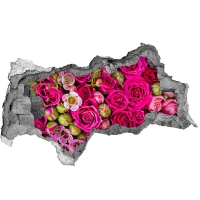 3D muursticker gescheurde muur Een explosie van rozen