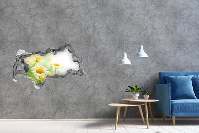 Zelfklevende 3D wandsticker illusie Een bloemenparadijs achter de muur.