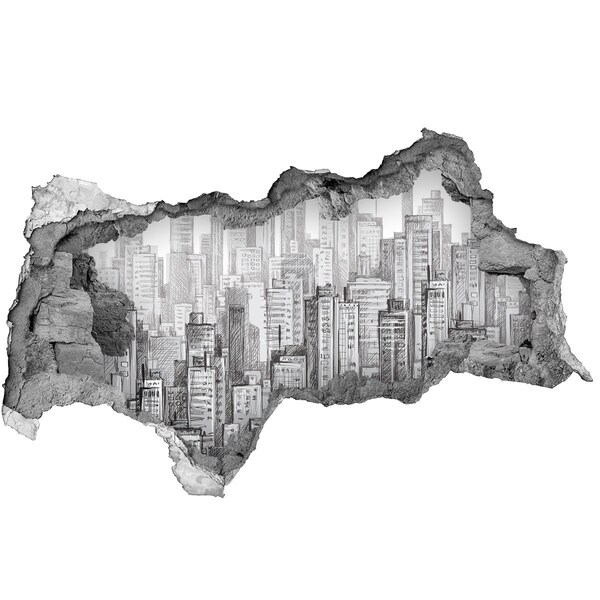 Fototapeta dziura na ścianę 3d Miasto za ścianą