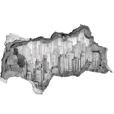 Fototapeta dziura na ścianę 3d Miasto za ścianą