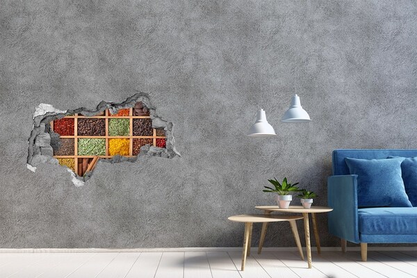 Zelfklevende 3D wandsticker illusie Een keuken vol kruiden
