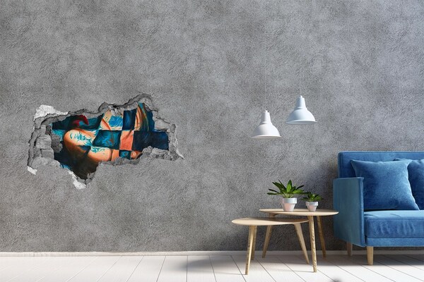 3D muursticker gescheurde muur Een lichaam ondergedompeld in kleur