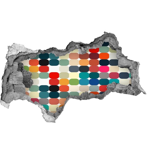 Dziura 3d fototapeta naklejka Kolorowa mozaika przez dziurę w ścianie