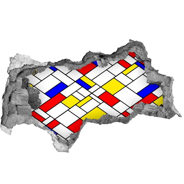 Zelfklevende 3D wandsticker illusie Abstract patroon in de stijl van Mondrian.