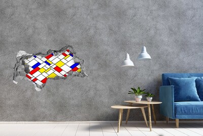 Zelfklevende 3D wandsticker illusie Abstract patroon in de stijl van Mondrian.