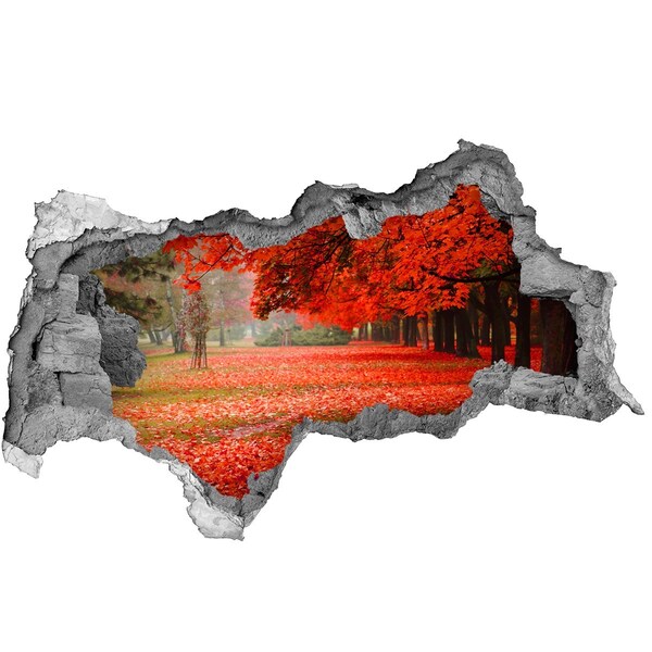 Zelfklevende 3D wandsticker illusie De herfst in het park