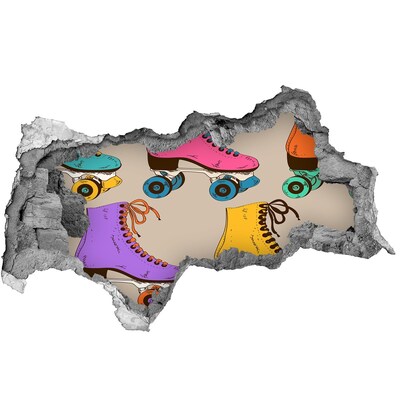 tegelstickers badkamer Kleurrijke rolschaatsen in een gat in de muur