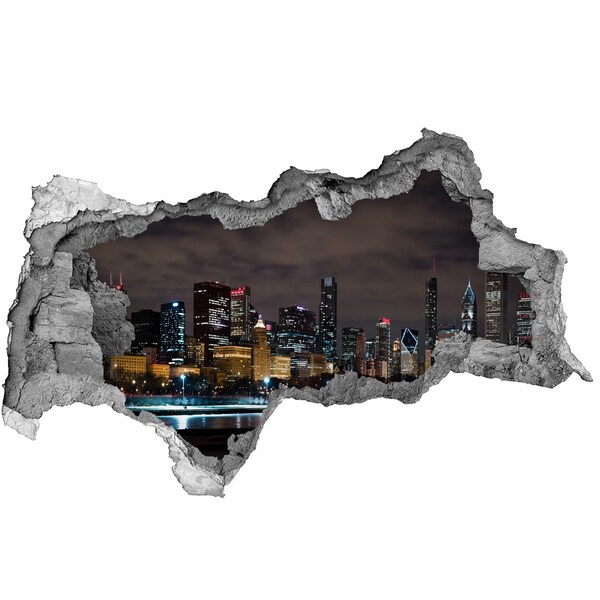 Fototapeta dziura na ścianę 3d Nocna panorama miasta