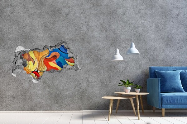 Wandsticker 3D doorkijk Een explosie van kleuren in de bloemenpracht