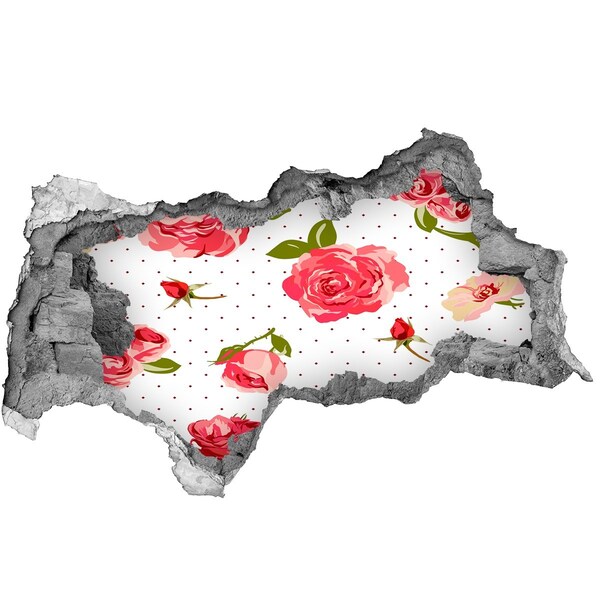 Wandsticker 3D doorkijk Bloemenmuur achter het gat