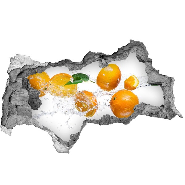 Naklejka 3D dziura beton Cytrusy w wodnym tańcu