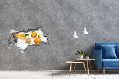 Zelfklevende 3D wandsticker illusie Citrusvruchten in een waterdans