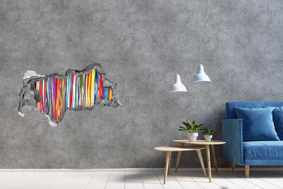 3D sticker gat in stenen muur Een kleurrijke explosie van creativiteit