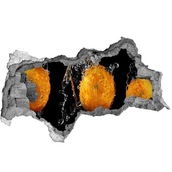 Zelfklevende 3D wandsticker illusie Oranje in de waterval